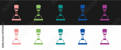 Set Gear shifter icon isolated on black and white background. Manual transmission icon. Vector