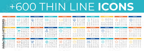 600 thin line icons