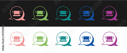Set Blacksmith anvil tool icon isolated on black and white background. Metal forging. Forge tool. Vector