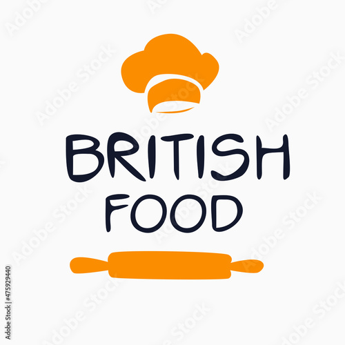 Creative (British food) logo, sticker, badge, label, vector illustration.
