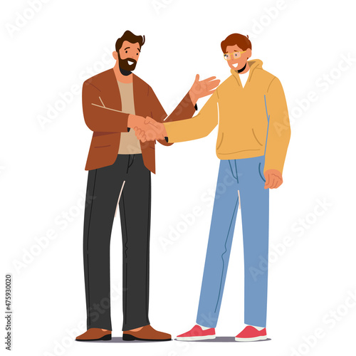 Confident Businessman, Boss Shaking Hand to Office Employee Congratulating with Success. Director Congratulate Worker