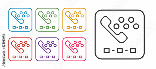 Set line Taxi call telephone service icon isolated on white background. Taxi for smartphone. Set icons colorful. Vector