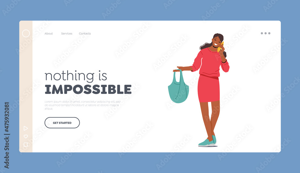 Cellphone Communication Concept for Landing Page Template. Young Joyful Woman Speaking by Smartphone with Friends Cellphone Communication Concept for Landing Page Template. Young Joyful Woman Speaking by Smartphone with Friends