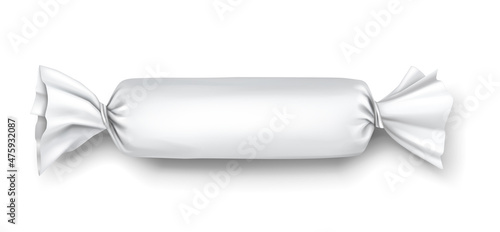Chocolate bar candy wrapper. Mockup of sweet jelly, biscuit, bonbon wrapped in white paper