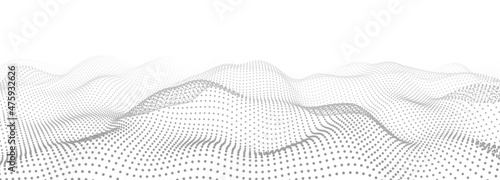Wave of dots. Abstract background of points. Cyber particles. Big data stream. Vector illustration
