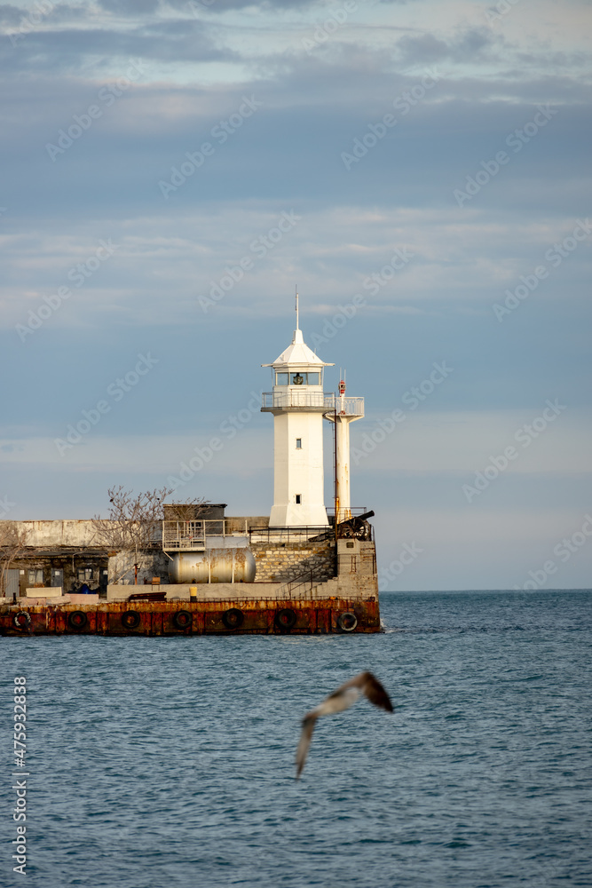 Lighthouse on the sea coast in Yalta.