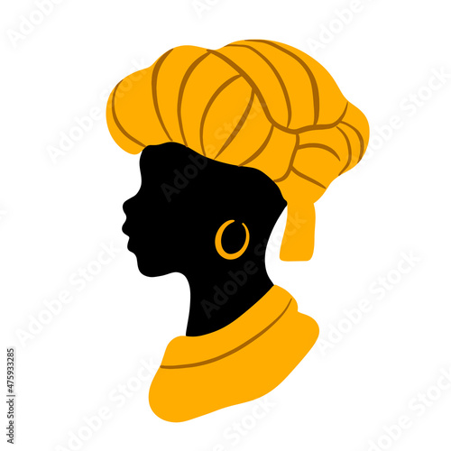 profile of beautiful black woman. Women African Traditional portrait vector isolated on white