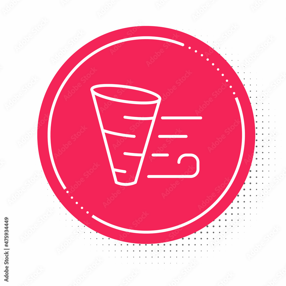 White line Tornado icon isolated on white background. Red circle button. Vector White line Tornado icon isolated on white background. Red circle button. Vector