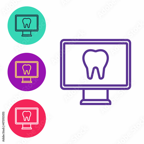 Set line Online dental care icon isolated on white background. Dental service information call center. Set icons colorful. Vector