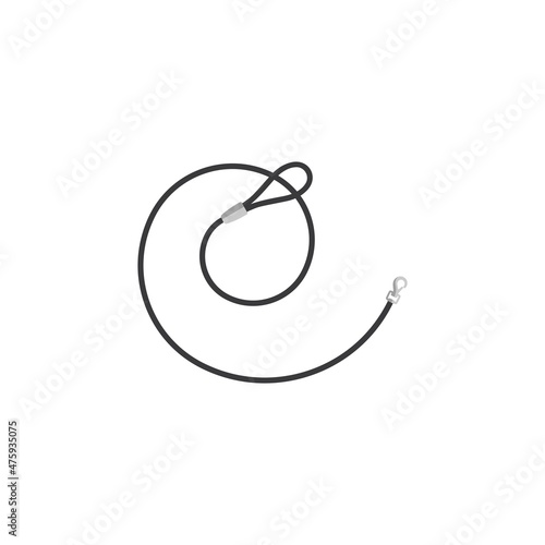 Dog lead icon. Black background with white. Vector illustration.