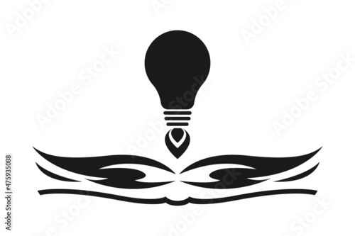 Lamp and open book icon. Success concept, ideas.