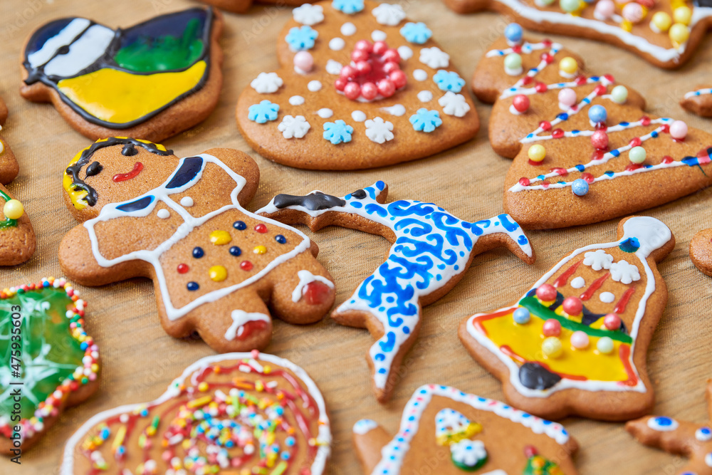 Christmas baked traditional gingerbread cookies