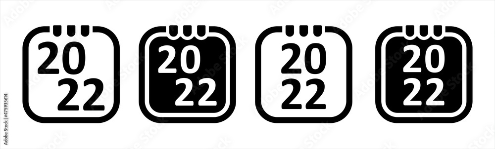 Calendar year 2022 icon symbol vector. Calendar year 2022 icon symbol vector.