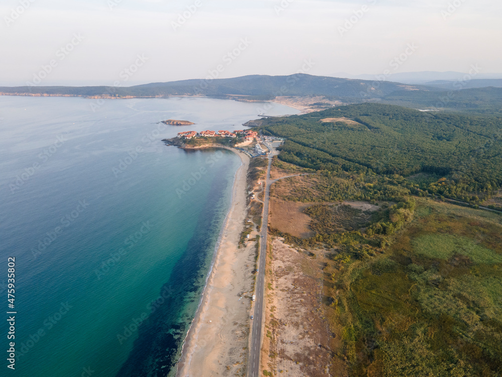 Aerial Sunset view of The Driver Beach, Bulgaria