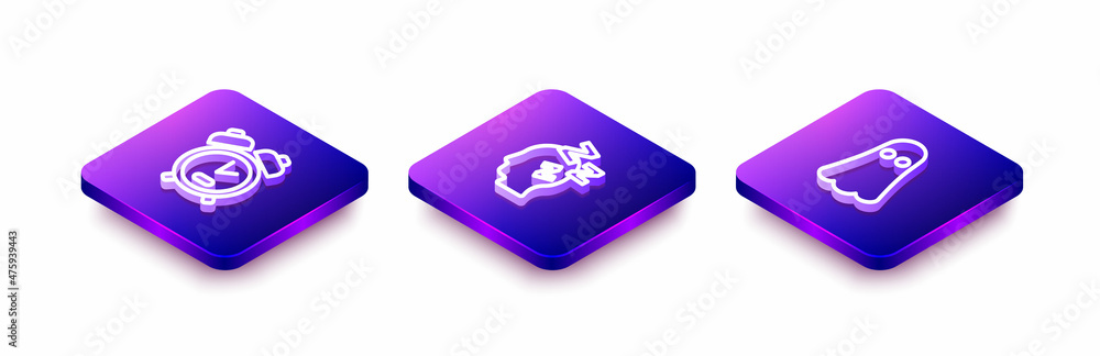 Set Isometric line Alarm clock, Dreams and Ghost icon. Vector Set Isometric line Alarm clock, Dreams and Ghost icon. Vector
