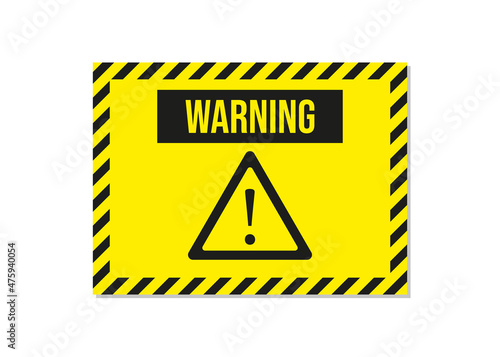 Warning icon with yellow color on a white background