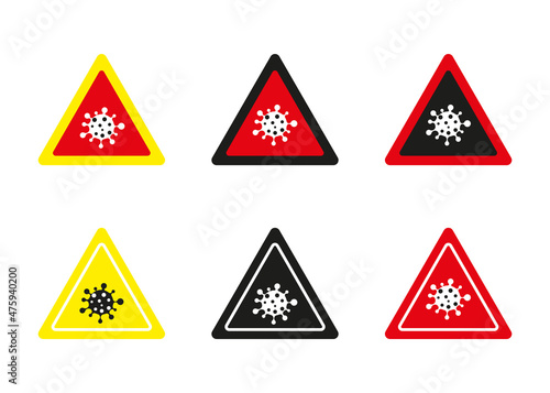 Warning covid Icons set on white background