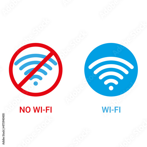 Wireless network symbols on white background