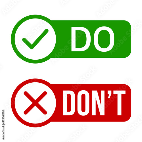 Do and Don't label set flat color icon for apps and websites