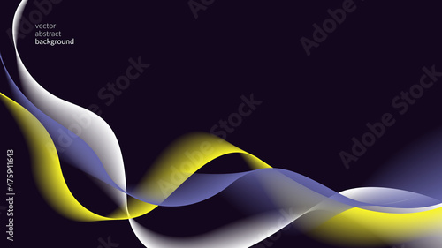Vector abstract, futuristic, digital background in Mood-Boosting Colours. Swirling waves with a very peri color of the year 2022. Design template for web banners. Copyspace.