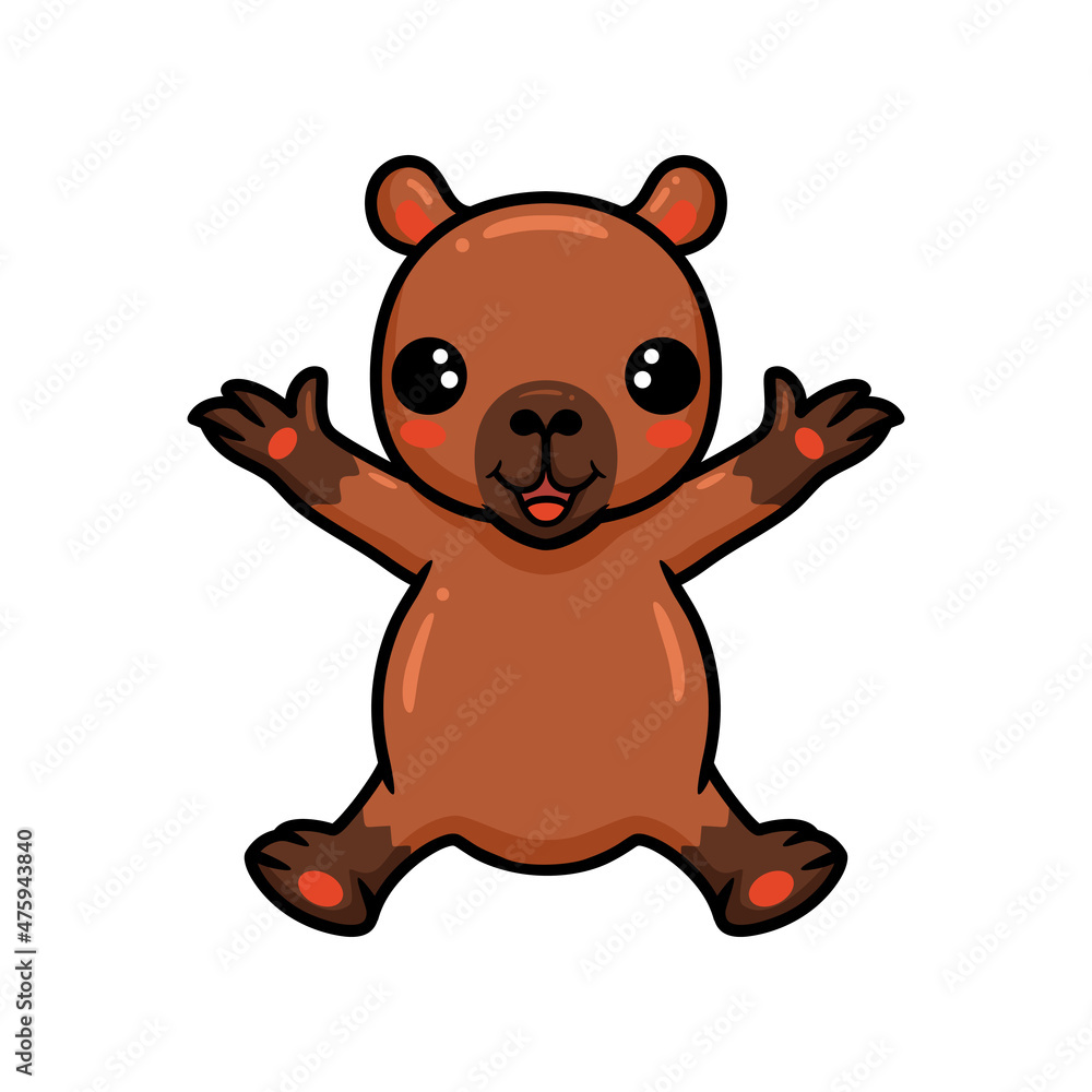 Cute little capybara cartoon raising hands Cute little capybara cartoon raising hands