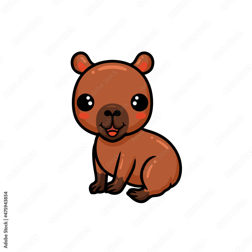 Cute little capybara cartoon sitting Cute little capybara cartoon sitting