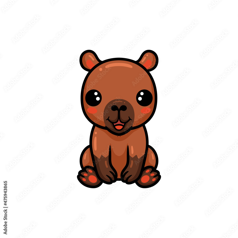 Obraz premium Cute little capybara cartoon sitting