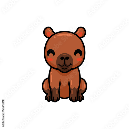 Cute little capybara cartoon sitting