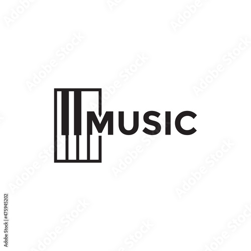 minimal piano with letter music logo design vector graphic symbol icon sign illustration creative idea
