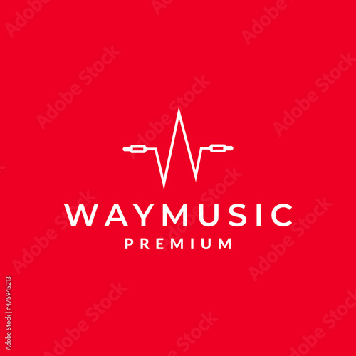 letter W with stereo cable music logo design vector graphic symbol icon sign illustration creative idea