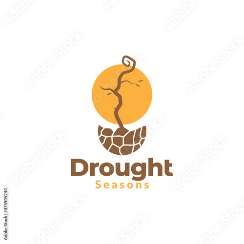 dry plants with dry soil logo design vector graphic symbol icon sign illustration creative idea