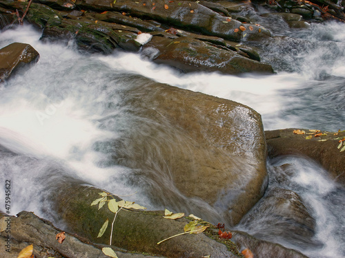 Fototapeta Naklejka Na Ścianę i Meble -  Szepit waterfall, Hylaty torrent, Bieszczady Mountains, Bieszczady, Zatwarnica, Polish Mountains and landscapes, the wildest region in the Poland, unique wooded landscapes,