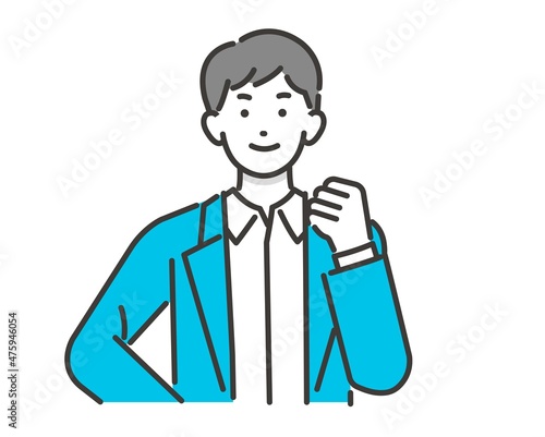 オフィスカジュアルで働く会社員がガッツポーズをとるベクターイラスト素材／ビジネス／ビジネスパーソン／人々