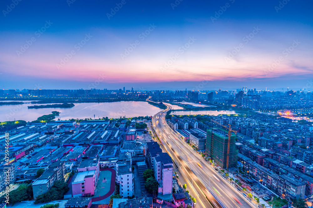 Modern city expressway night scene