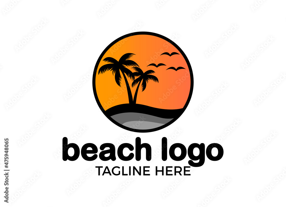The Tropical Beach Logo Designs Inspiration. Logo for travelling agent. The Tropical Beach Logo Designs Inspiration. Logo for travelling agent.