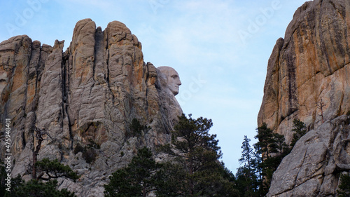 Profile of Mount Rushmore from the road, Black Hills, South Dakota