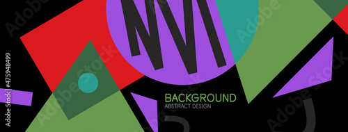 Abstract background. Blocks, lines, triangles, circles composition. Techno or business concept for wallpaper, banner, background, landing page