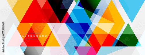 Color triangles composition, geometric abstract background. Techno or business concept, pattern for wallpaper, banner, background, landing page