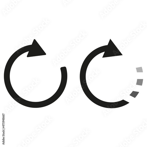 Circular arrow icon. Restart sign. Reload emblem. Update symbol. Technology concept. Vector illustration. Stock image.