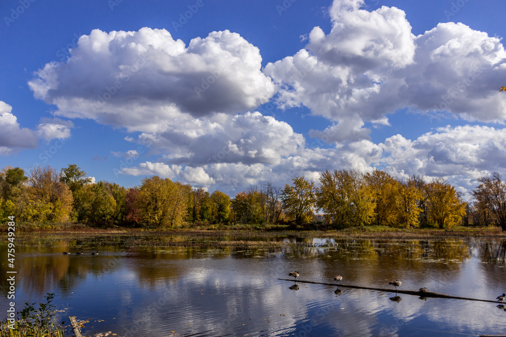 Colourful beautiful Autumn landscaping on the lake Colourful beautiful Autumn landscaping on the lake
