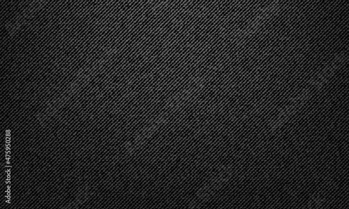 Black jeans denim texture background, vector apparel of sturdy cotton pattern. Closeup of twill fabric or black cotton jeans textile with denim canvas material, gray worn jeans pattern