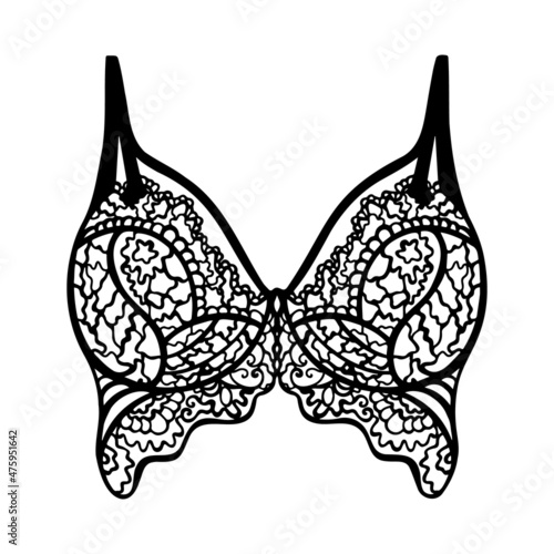 Lace women's underwear, boudoir style, corset, bodysuit, bra vector illustration