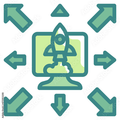 deploy blue line icon