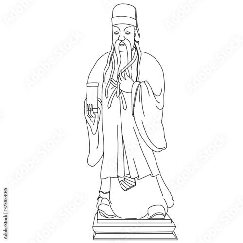 Chinese-sculpture-outline-illustration-cartoon