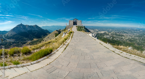 Pathway to the summit of Mount Lovcen and Mausoleum of Njegos,Lovcen National park,Montenegro. photo