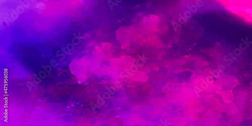 Bright violet and magenta neon watercolor background. Paper textured aquarelle canvas for creative design. Abstract cosmic purple ink texture water color paint illustration. 