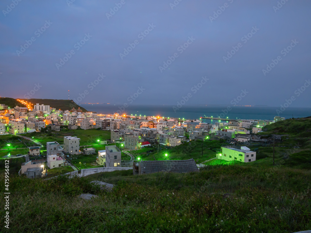 Twilight view of a small village in Penghu island