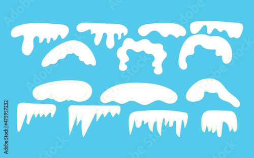 snow cap drawing vector illustration set