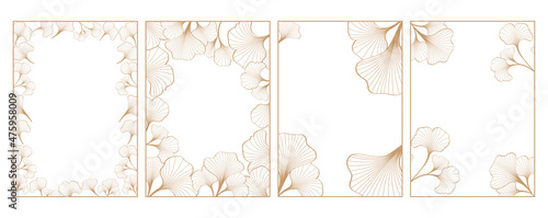 ginkgo leaf frame vector design illustration with paper size as greeting and frame requirement design photo