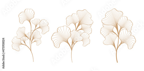 gold color ginkgo leaf plant stub vector design illustration